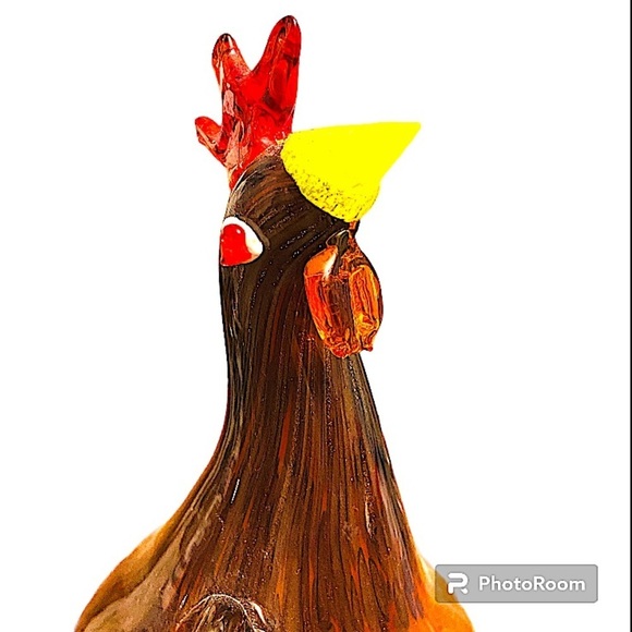 Hand Blown Studio Art Gourd Glass Tall Rooster Brown Figurine. - Picture 5 of 8